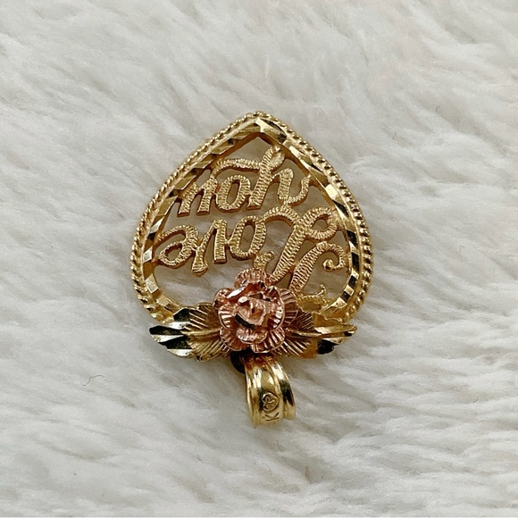 Vintage 14K Gold “I Love You” Heart Pendant Carla Corp Rose Detail - Picture 7 of 14